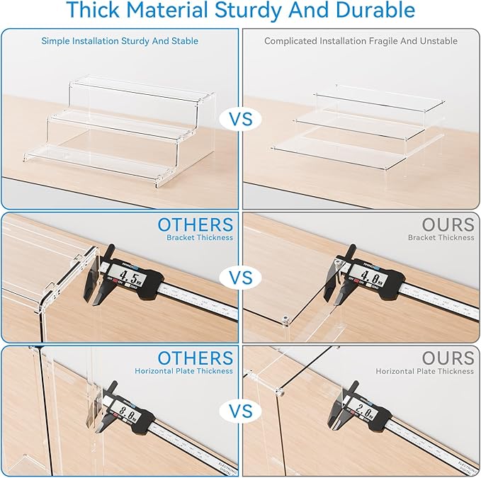 Yieach 3 Tier Acrylic Sands for Display,12 Inch Perfume Organizer,Cologne Stand,Cupcake Display and Funko Pop Stands,Clear Tiered Tray Stand,Acrylic Riser for Figure,Collectibles,Makeup or Spice Shelf