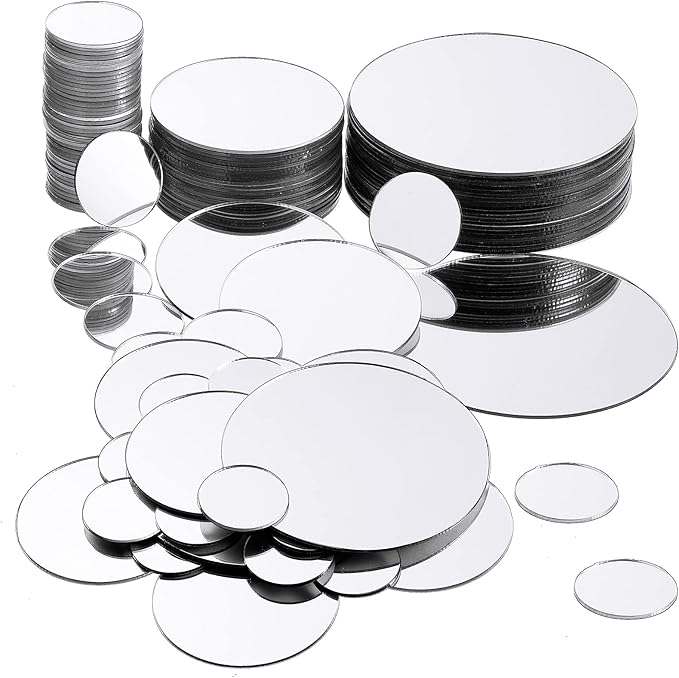 Jetec 40 Pieces Mini Size Round Mirror Small Round Mirror Adhesive Tiles Home Decoration for Crafts and DIY Projects Supplies(1 Inch, 2 Inch, 3 Inch)