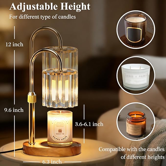 Lukasa Candle Warmer Lamp, with Timer Dimmer Adjustable Height, Home Decor, Room Decor, Wax Melt Warmer for Candles, Gifts for Mom, Mothers Day Gifts, Birthday Gifts for Women