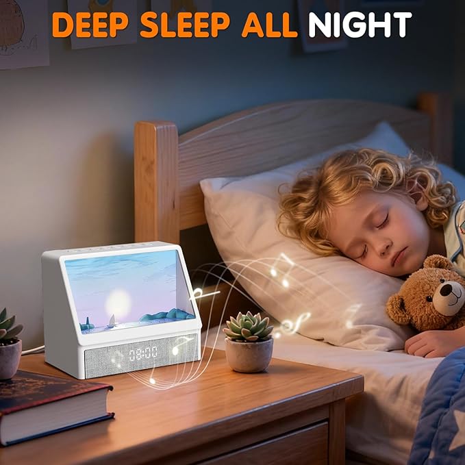 Sunrise Alarm Clock, White Noise Sound Machine for Bedroom, Wake Up Light Sunlight Alarm Clock with Ambient Lights and Bluetooth for Kids Adults and Heavy Sleepers