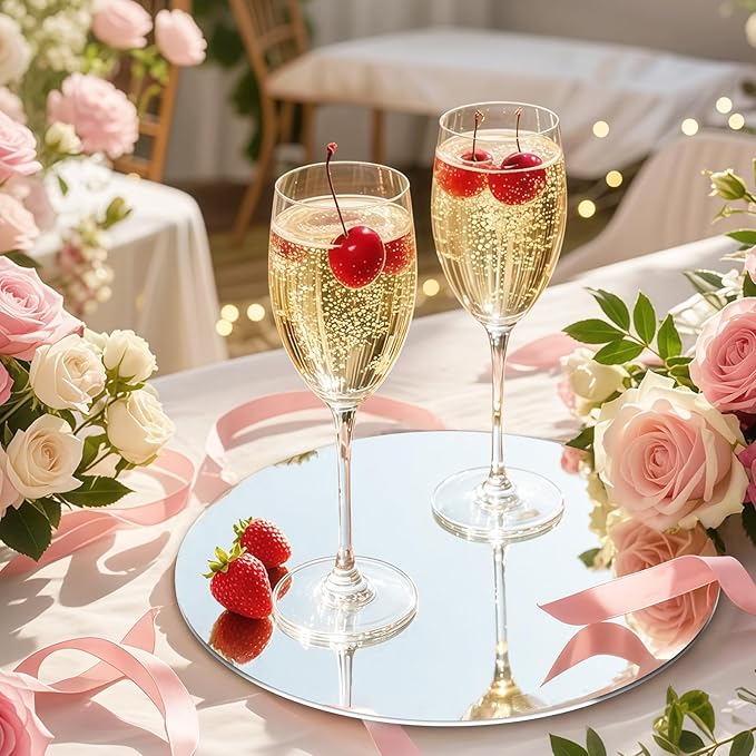10 Pack Round Mirrors for Centerpieces, 12inch Acrylic Circle Mirror Centerpieces for Tables, No Glass Mirror Tiles for Wall Table Wedding Centerpieces Mirror Plates for Candle Decorations