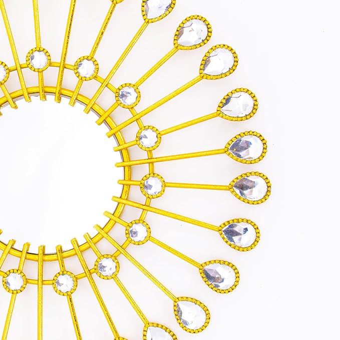 Gold Mirrors - Sunburst Valentine Wall Art, Decorative Round Mirrors for Valentine Bedroom, Living Room, Bathroom, Kitchen, Entryway, Hallway - Set of 3