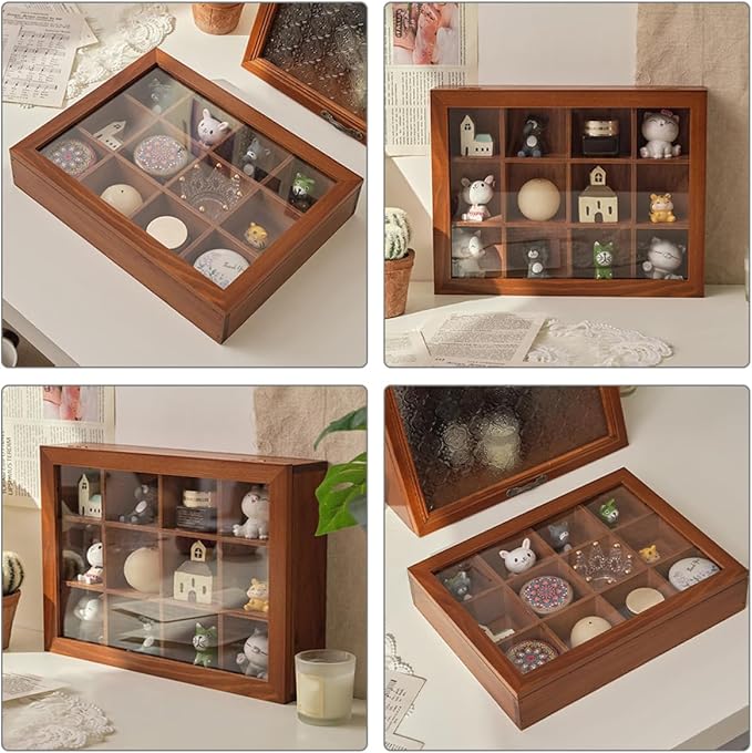 Solid Wood Decorative Jewelry Box Lid Section Storage Organizer Rustic Decor for Home Make up Organizers
