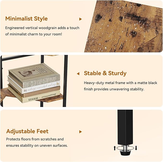 CADUKE Pedestal Sink Storage, 2 Pack Under Sink Organizer Shelf Bathroom Under Vanity Storage Shelf for Small Space, Bathroom Organizers Rack Stand 3 Tier Wooden Corner Shelves, Rustic Brown
