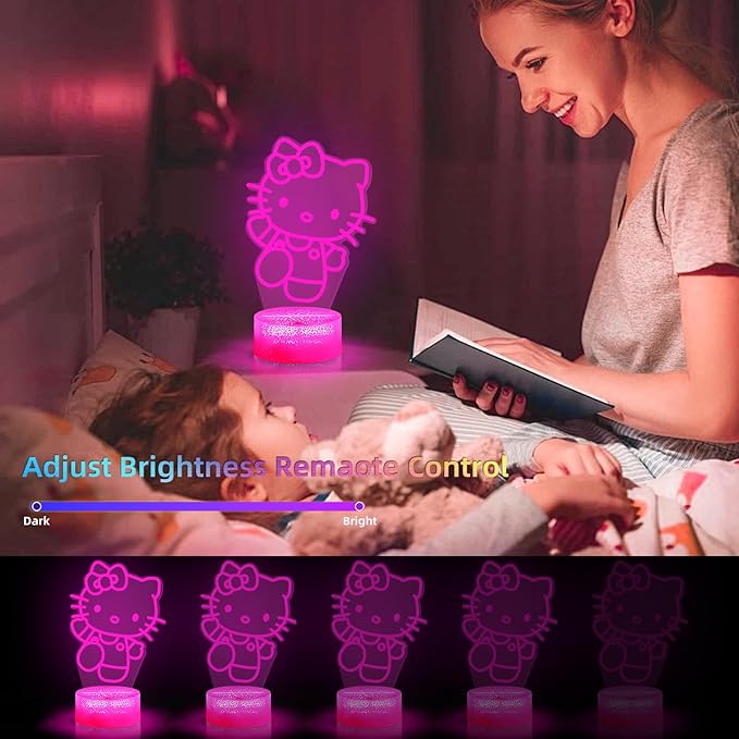 LOUHH Kitty Night Light, 3D LED 16 Color Intelligent Remote Control Lamp for Christmas Gifts Children's Room Decoration Holiday Gifts