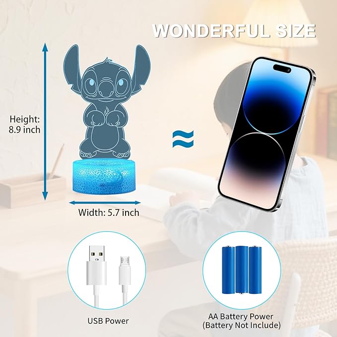 Cute Night Light, 3D Bedroom Decor Birthday Christmas Party Smart Remote Control Boy Gifts for Children's Room Decor 16 Color LED Lamp (Baby Cute)