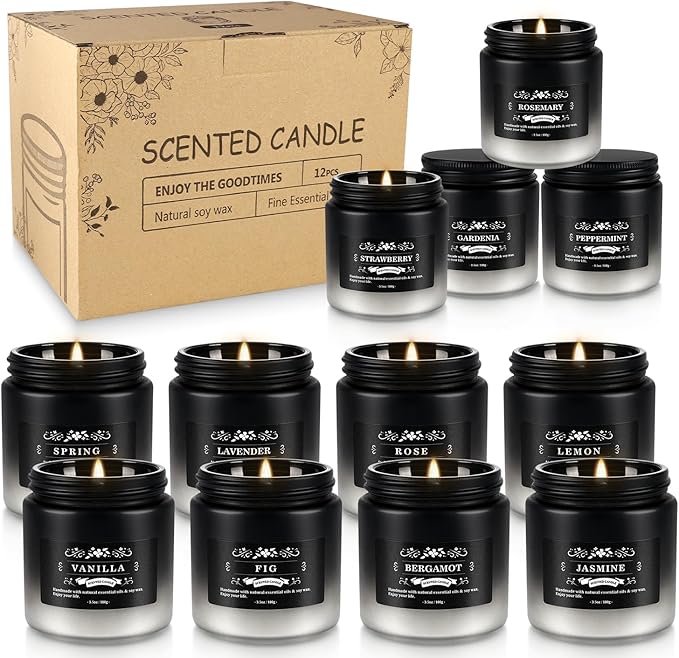 YOROXRG Scented Candles Gifts Set 12 Pack Soy Wax Travel Tin Jar Candles for Home 3.05 OZ for Mom for Christmas, Birthday, Thanksgiving, Mother's Day(Gradient Color)