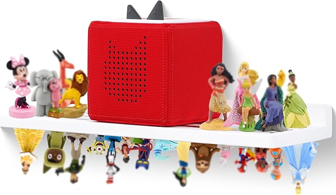 For Tonies Figures Shelf Magnetic,for Tonie Box Wall Shelves,for Tonies Characters Organizer Audio Toy Storage (Holds 36 Figurines),Compatible Charging Station for Children Kid's Room,Oak Wood,White