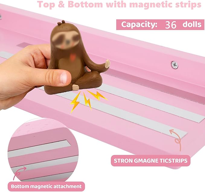 PHOENANCEE for Tonies Shelf Magnetic,for Toniebox Figures Storage Display Shelf 30-36 Character,Wall Floating Shelves Wooden,Compatible Charging Station for Children Kid's Room,Oak,1 Tier