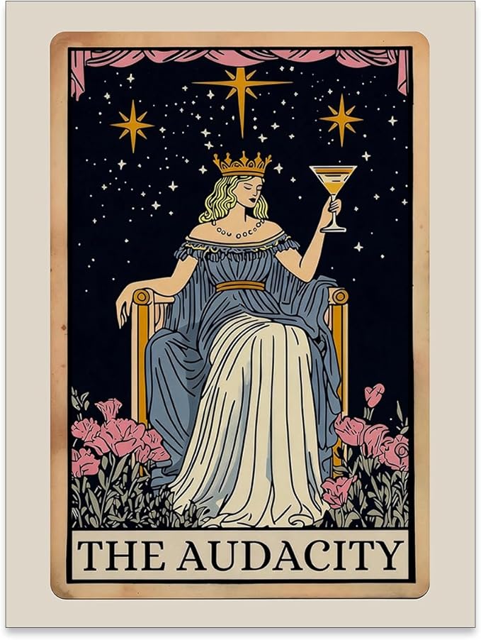 WIUHIO Fun Tarot Canvas Wall Art Feminist Aesthetic Poster Vintage Whimsical Witchy Prints Trendy Funny Quote Wall Decor for Bedroom Wall Decor 12X16 inch Unframed