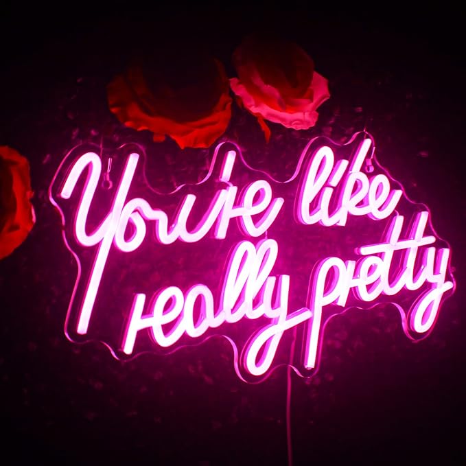 Lucunstar You're Like Really Pretty Neon Sign Led Sign Pink Led Neon Light for Wall Decor Neon Signs for Wall Decor Light Sign for Wedding Dimmable Switch USB with Neon Sign for Bedroom Home Decor