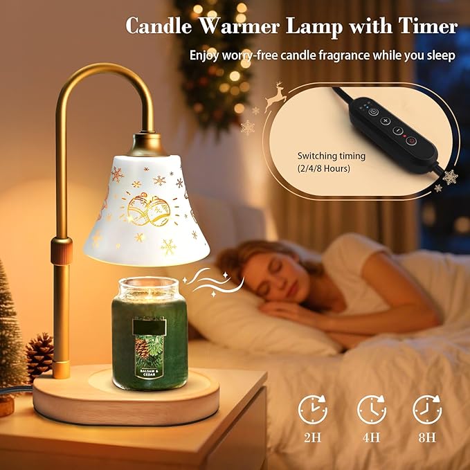 Banbanda Candle Warmer Lamp with Timer ：Mothers Day Gifts, Christmas Decorations Indoor, Birthday Gifts for Women Mom, Warming Gifts for Office, Dorm, Apartment & New Home Decor