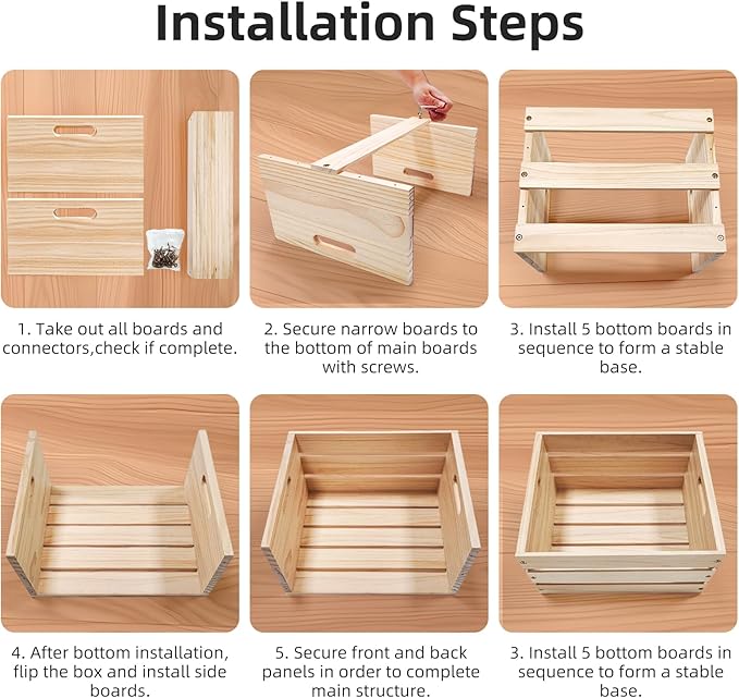 Wooden Crates for Storage - Versatile Pine Box for Home Decor, and Organizing Closets,Vinyl Records, Gifts,Souvenirs, or Farm Produce.Sturdy, Smooth & Elegant,Diy-Friendly with Rustic Charm (1)