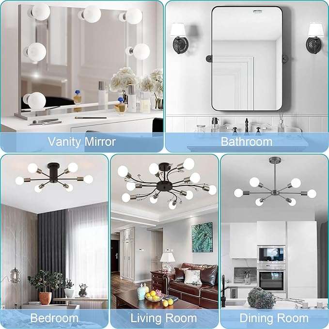 hansang G25 LED Globe Light Bulbs, 60W Equivalent, 5000K Daylight Bathroom, E26 Base, Eye-Friendly Vanity Round, Perfect for Vanity Makeup Mirror, 120V CRI85+ Non-Dimmable 4Pack