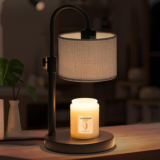FINCMY Candle Warmer Lamp with Timer, Dimmable Candle Wax Warmer Candle Lamp with 2 Bulbs, Mothers Day Gifts Birthday Gifts for Women Bedroom Home Decor (Gray-Upgraded)