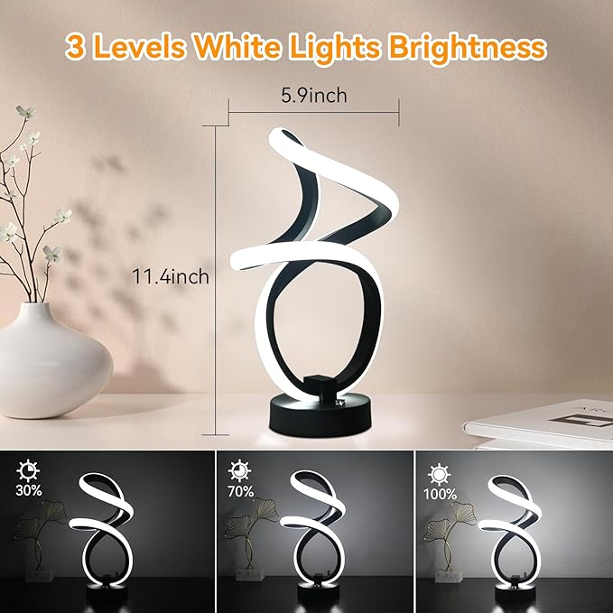 AVANLO Modern Table Lamps,Dimmable Spiral Lamp RGB Touch LED Bedside Lamp for Bedroom,Cool Desk Lamps Nightstand Home Decor Christams Lamp Gifts