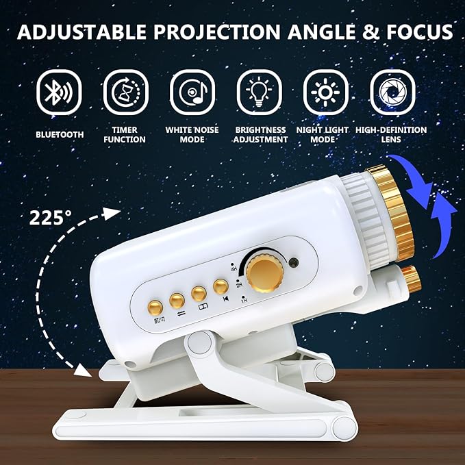 Planetarium 3D Galaxy Projector, Built-in 60 Scene Modes, with Bluetooth Speaker & Remote Control, Star Projector Light for Living Room Bedroom, forr Gifts for Kids, Adult（Robot Dog White）