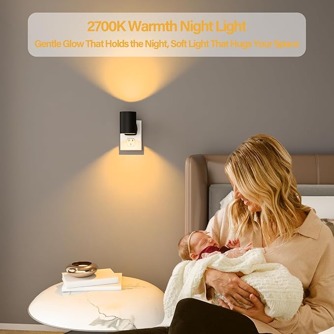 Night Lights Plug into Wall: ETL Night Light Plug in - LED Dimmable Night Light Dusk to Dawn Light Sensor, Soft Warm 2700K, Adjustable Brightness, Wall Lights for Bedroom, Hallway, Stairs - 2 Pack