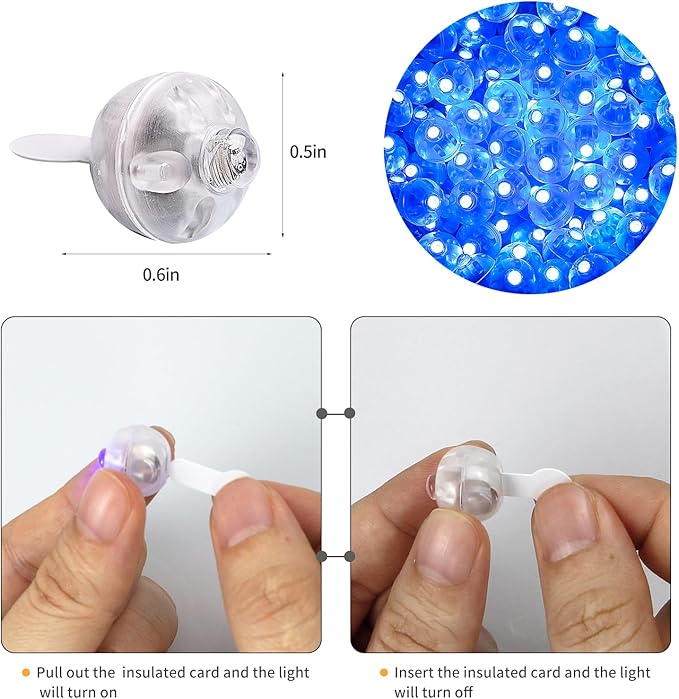 Aogist 200Pcs Blue Balloon Lights with Hook,Long Standby Time,Waterproof Mini Light for Birthday Party Wedding Christmas Halloween Easter Decorative (Flash)