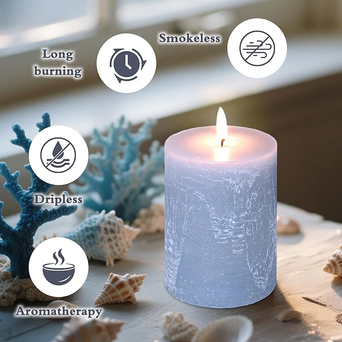 Ocean Scented Candles 3x4 inch - 35+ Hours Long Clean Burning Smokeless & Dripless Hand-Poured Aromatherapy Candle for Home Bathroom Decor
