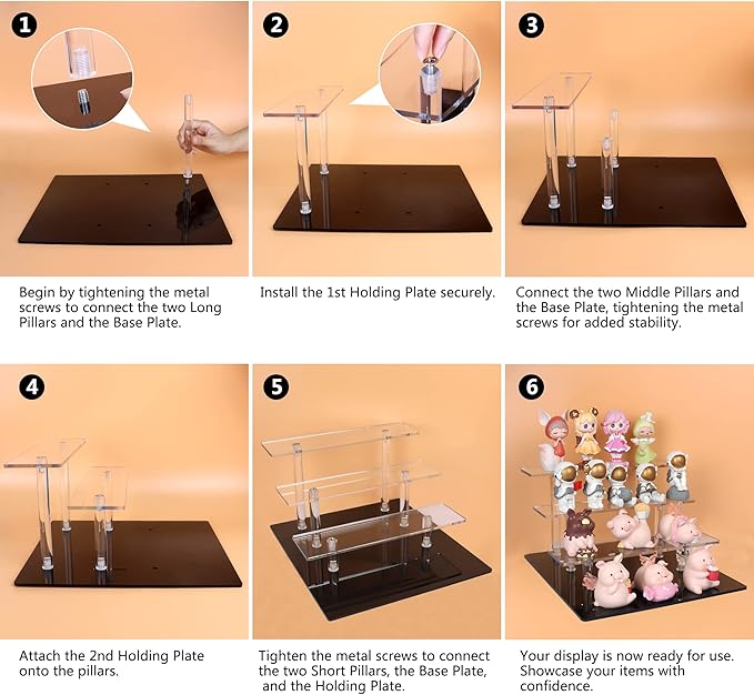 ELEGANTLIFE Acrylic Display Riser Stand – 4 Tier Clear Shelf for Funko POP, Amiibo, Figures, Collectibles, Cupcakes, Perfume, Skincare Organizer