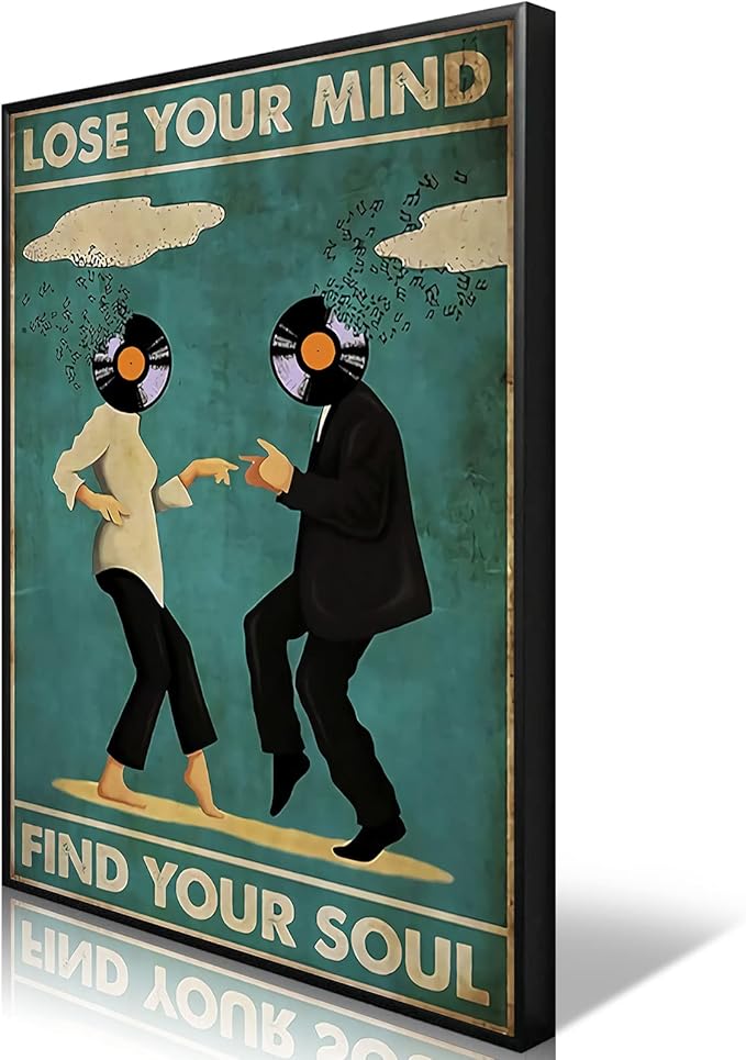 Framed Art Vintage Classic Movie Fiction posters for room aesthetic Spiritual Quotes Lose Your Mind Find Your Soul Canvas Wall Art Cool Music Dance Wall Decor Painting for Bedroom 24x36in