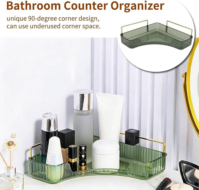 2-Tier Corner Bathroom Counter Organizer, Countertop Perfume Tray and Vanity Organizer, Makeup Cosmetic Storage, Skincare Storage Tray for Vanity Organizer, Corner Storage Organizers(#3)