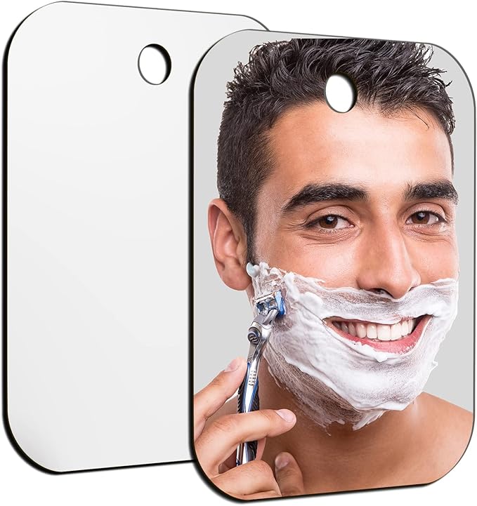 Shower Mirror Fogless for Shaving, Larger 10.7 x 8 inches Small Mirror for Wall Camping, Frameless Portable Hanging Travel Mirrors, Unbreakable Handheld Locker, Makeup Plastic, Shave Mirrors, Bathroom
