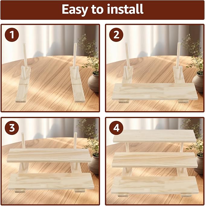 3 Tier Wooden Cupcake Stand, Wooden Cologne Organizer, Dessert Table Display Set, Perfume Display Riser Stand, Makeup Organizer for Vanity, Food Display Stands for Party, 15.8x10.24x7in