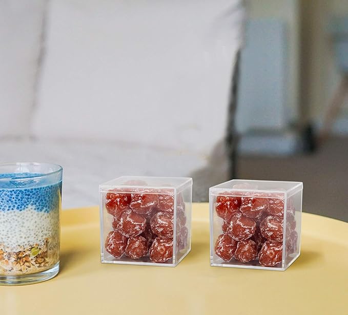 dedoot Clear Acrylic Boxes Small Plastic Square Cube, 4 Pack Small Plastic Storage Box with Lid, 2.2x2.2x2.2 Inch /55x55x55mm Square Clear Containers Box for Candy Pill and Tiny Jewelry