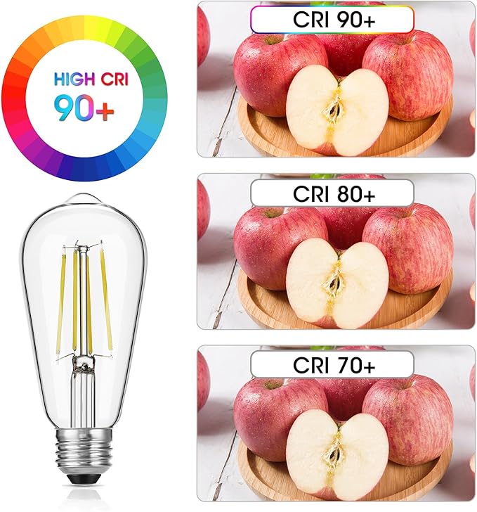Gozelux Dimmable Vintage LED Edison Bulb 60W Equivalent, 6W 750Lumens Edison Light Bulbs 5000K Daylight White, ST58 Antique LED Filament Bulb CRI 90+, E26 Medium Base, Clear Glass, Pack of 24