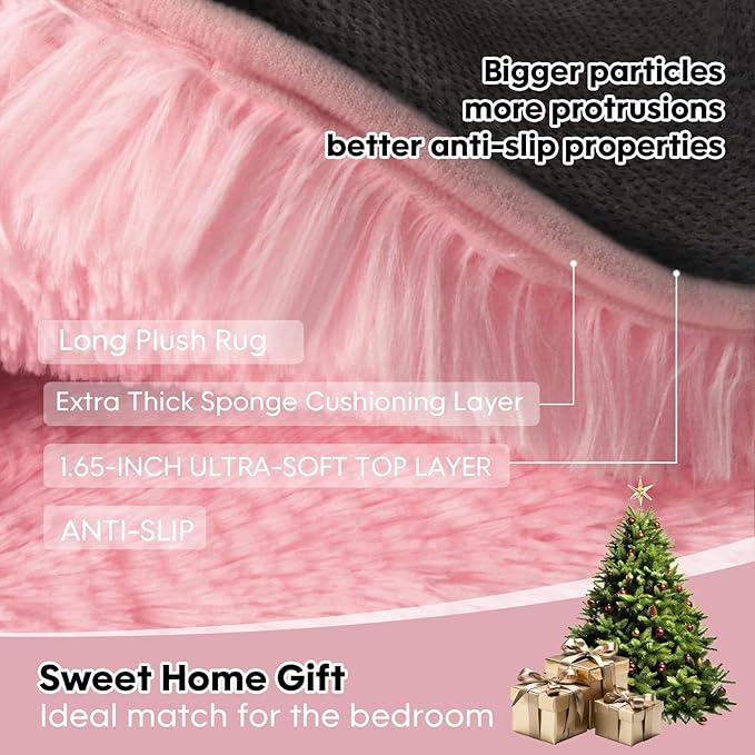 6x9 Rugs for Living Room, Cute Pink Rug for Bedroom,Plush Fluffy Carpet, Non-Slip Upgrade Baby Room Rug, Suitable for Kids Dorm Home Decor Aesthetics.
