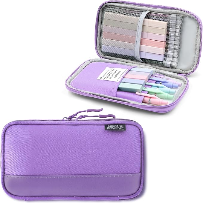 Big Capacity Pen Case Large Storage Pen Pouch Aesthetic, Office Pen Marker Case Simple Sturdy Multifunctional Bag Organizer for Man Women(Purple)