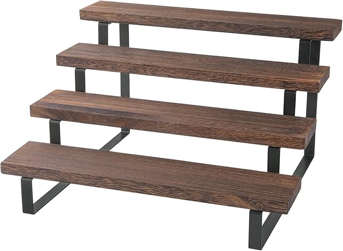 IHKFILAN Wooden Display Riser Stand,4 Tier 13.8IN Perfume Display Stand,Wood Rustic Cupcake Stand,Tiered Countertop Display Shelf for Figures,Condiment,Dolls Collection,Makeup,Cupcake,Perfume (solid wood)