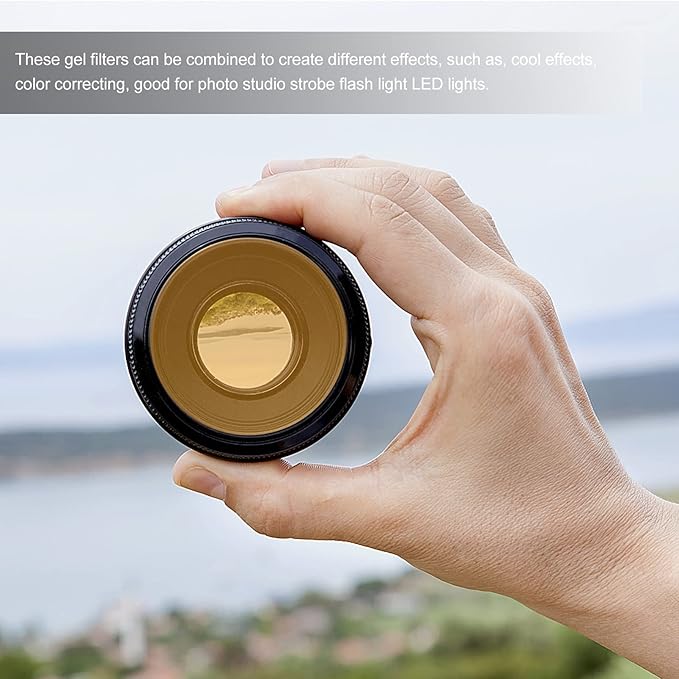 SOLUSTRE Sunset Ambient Light Film 2.6 Inch Transparent Orange Filter Sheet for Atmosphere Lighting and Multi-Color Sunset Lamp Effects