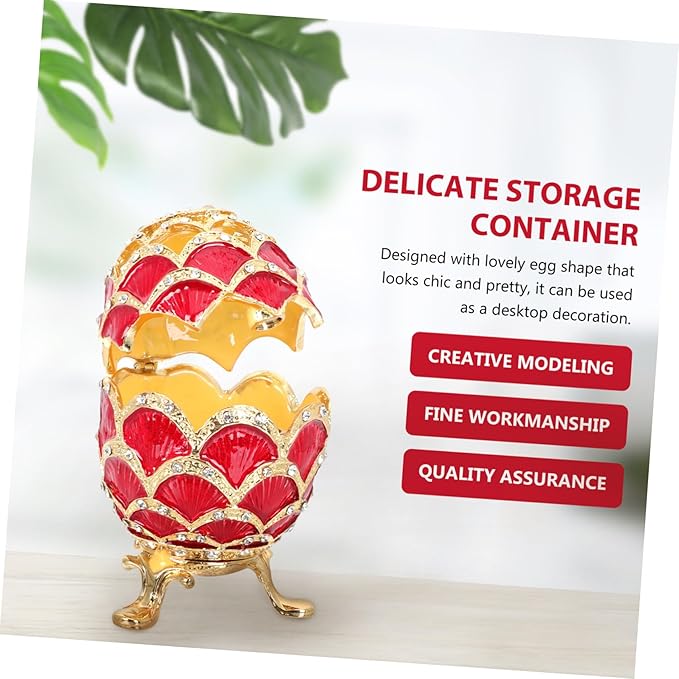 European Style Red Metal Jewelry Box Alloy Ear Display Case Cosmetic Organizer for Women Festival Storage