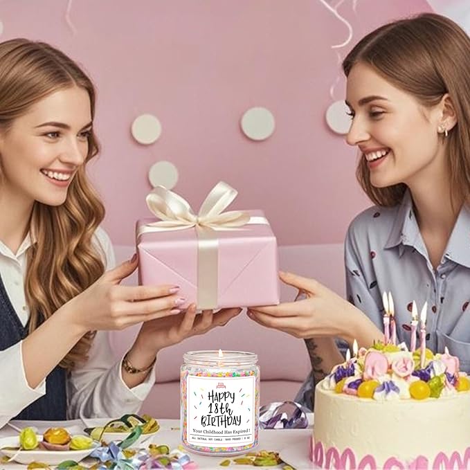 Homsolver 18th Birthday Gifts for Girls Boys, Vanilla Scent Ideas 18th Birthday Candles for Sister, Daughter, Best Friends, Handmade Aromatherapy with 50+ Hour Burn Time, Funny Birthday Decorations