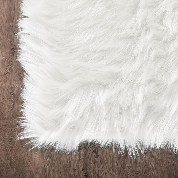 Latepis White Shag Rug 2x5 Runner Faux Sheepskin Fur Rug for Bedroom Bedside Fluffy Rug Fuzzy Furry Rugs for Living Room Cute Luxury Home Decor