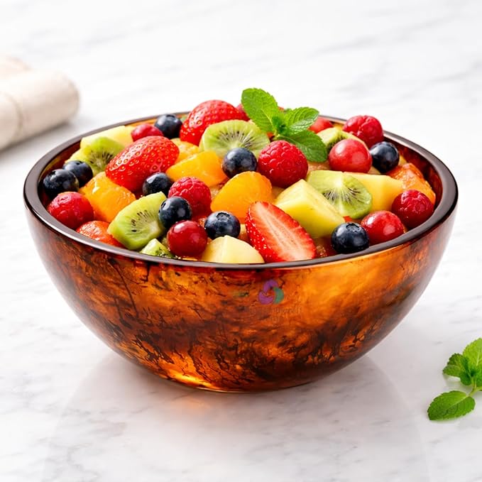 Elegant Handcrafted Resin Bowl – Glossy Amber Finish Decorative & Functional Use | Resin Decorative Bowl Centerpiece Table Decorations, Fruit Basket for Coffee Table, Kitchen Decor (Tortoise)
