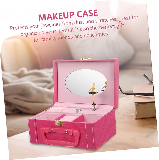 PartyKindom Jewelry Box Standing Organizer Makeup Jewelry Storage Buckle Lock Case Elegant for Friends