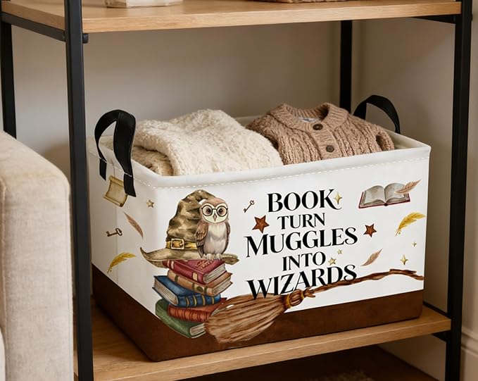 Essme Rectangular Kids Baskets,Magic Storage Box,Cute Basket for Kids with Handles for Room Decor, Book Bins,Shelf Basket.(Magic)