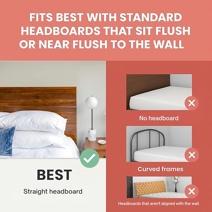 Home in Bold No-Screws Bed Headboard Shelf Attachment (Only for Straight headboards) - Metal Twin, King, Queen - Renter Friendly Over Storage for Bed - Dorm Headboard Shelf King Queen
