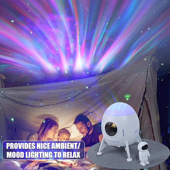 Lander Astronaut Projector Night Light, Built-in Speaker Space Man Buddy LED Planetarium Spaceman Lamp Gifts with White Noise Mode for Kids Adults Bedroom Ceiling Room Decor