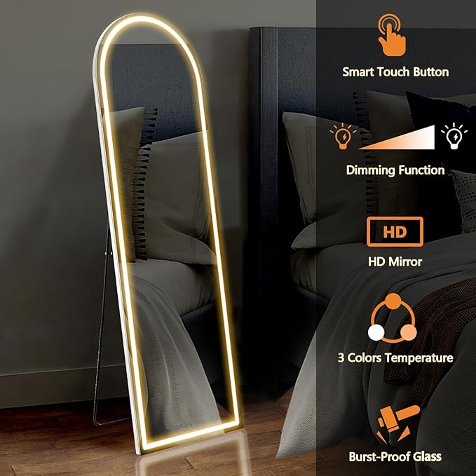 NEWBULIG Full Length Mirror, Full Body Floor Mirror with Aluminum Alloy Thin Frame, Wall or Standing Mirror for Bedroom, Living Room, Dressing Room