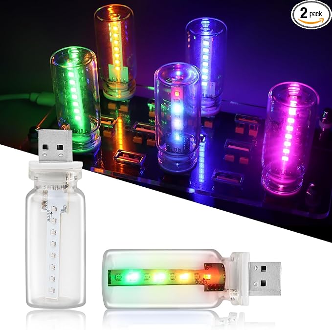 Car USB Light Bulbs, Retro Glass Bottle LED Night Lamp with Touch Control, 13 Modes & 7 Colors, Portable Interior Car Lights for Vehicle, Bedroom, Camping, Party Decor,2PCS
