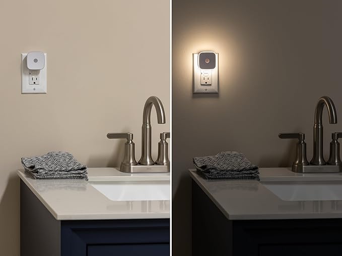 Energizer LED Motion Sensor Night Lights Plug Into Wall Dusk to Dawn Sensor Home Decor Apartment Essentials Ambient Lighting Nightlight 85617 2 Pack