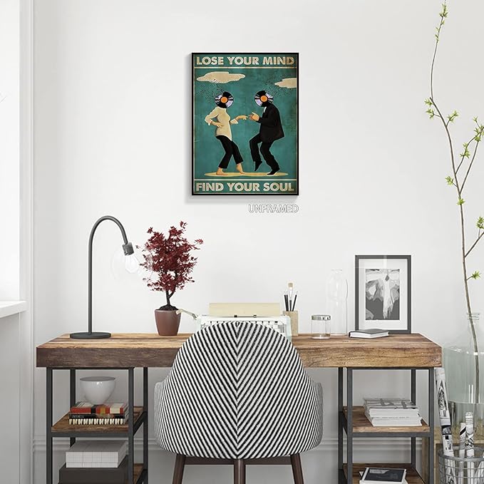 Vintage Classic Movie posters for room aesthetic Spiritual Quotes Lose Your Mind Find Your Soul Canvas Wall Art Cool Music Dance Wall Decor Painting for Bedroom 12x16in Unframed