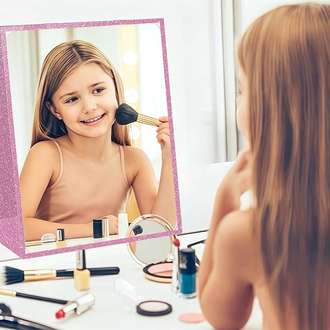 Foldable Full Length Mirror, 2-in-1 Wall Mounted or Tabletop Mirror, Portable Travel Mirror with Handle for Dance Home Bedroom Wardrobe Stage Makeup Checks Camping Outdoor Use (47" x 12.5", Tri-Fold)
