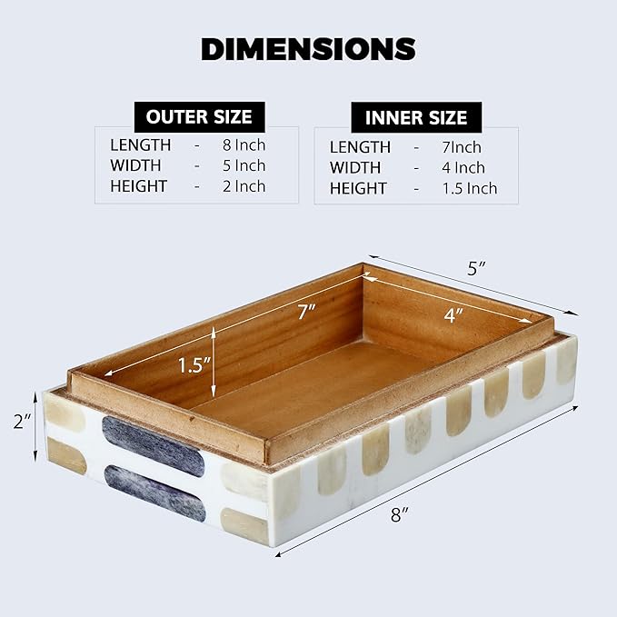 Handicrafts Home Decorative Keepsake Box 8x5 – Small Organizer Box with Lid, Boho Decorative Storage, Retro Memory Box, Unique Coffee Table Décor, Jewelry or Trinket Box, Modern Shelf Decorative Box
