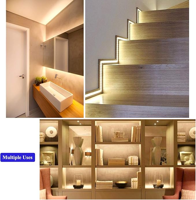 20FT LED Strip Light Warm White 360 LED Beads,12V Soft Dimmable Warm Lights Strip, for Bedrooms, Mirror, Kitchen, Home Decoration, Not Waterproof